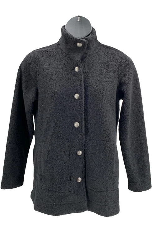 Susan Graver Jackets & Blazers - Susan Graver Women's Knit Boucle Button Front Jacket Black - Regular